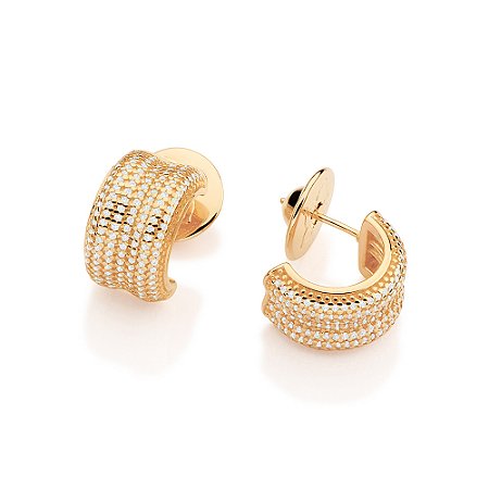 ARGOLA FOLHEADO A OURO COM ZIRCÔNIAS. MED 2,50CM ROMMANEL 527524