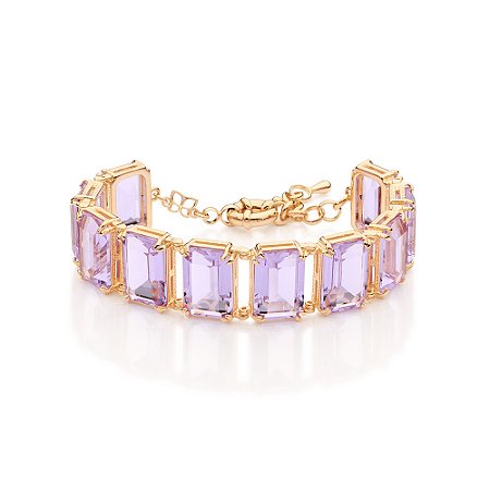 PULSEIRA FOLHEADO A OURO COM CRISTAIS LILÁS. MED 20CM ROMMANEL 552214