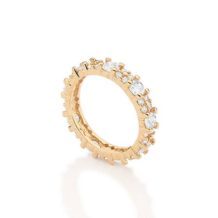 ANEL APARADOR FOLHEADO A OURO COM ZIRCÔNIAS ROMMANEL 513592