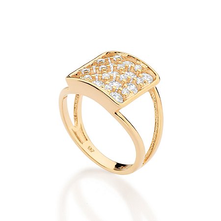 ANEL ARO DUPLO QUADRADO FOLHEADO A OURO ROMMANEL 513594