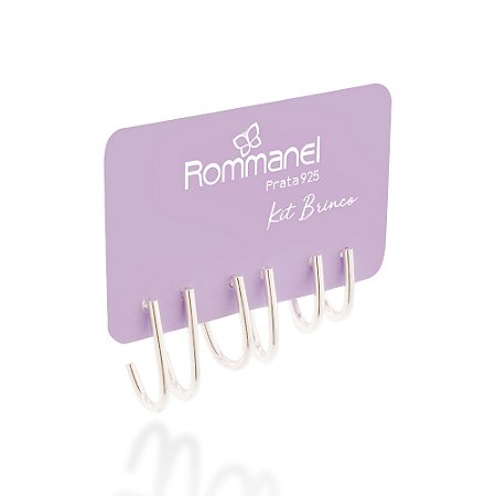 KIT ARGOLAS OVAIS LISAS PRATA 925 ROMMANEL 820283