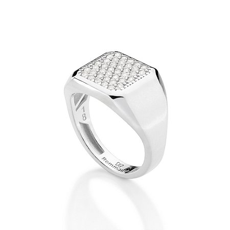 ANEL QUADRADO PRATA 925 COM ZIRCÔNIAS ROMMANEL 810371