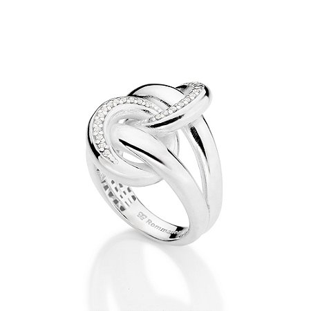 MAXI ANEL PRATA 925 CIRCULOS ENTRELAÇADOS COM ZIRCÔNIAS ROMMANEL 810379
