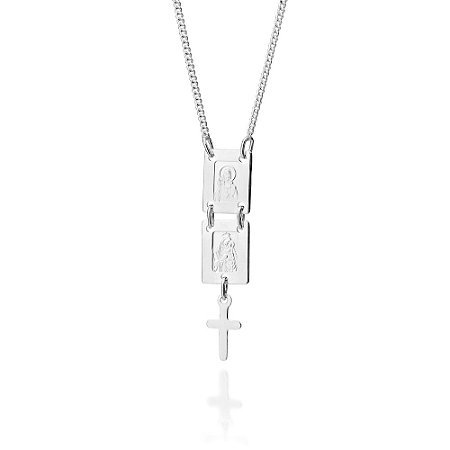 GARGANTILHA PRATA 925 NOSSA SENHORA DO CARMO E SAGRADO CORAÇÃO. MED 45CM ROMMANEL 830141