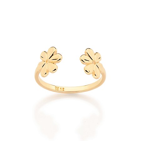 ANEL AJUSTÁVEL FOLHEADO A OURO FLORES ROMMANEL 513603