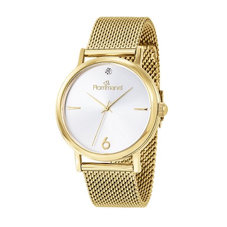 RELÓGIO ANALÓGICO SOCIAL DOURADO ROMMANEL 650132