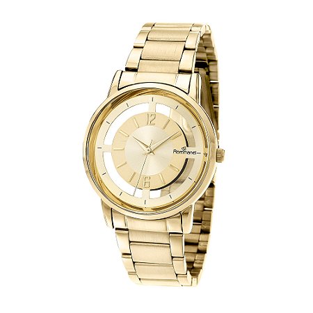 RELÓGIO ANALÓGICO SOCIAL DOURADO ROMMANEL 650155