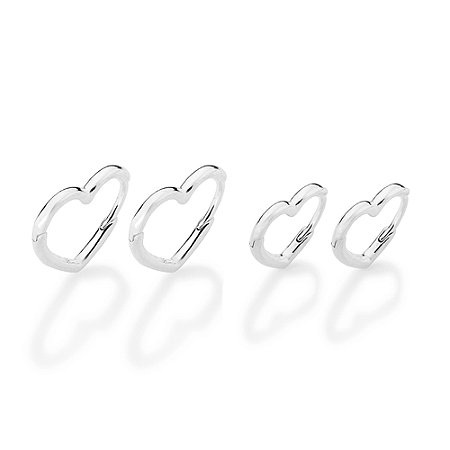 KIT ARGOLAS PRATA 925 CORAÇÃO VAZADO ROMMANEL 820304