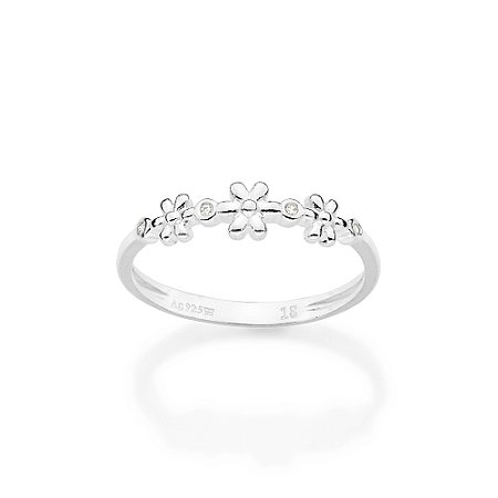 ANEL SKINNY FLORES PRATA 925 COM ZIRCÔNIAS ROMMANEL 810381