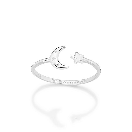 ANEL AJUSTÁVEL PRATA 925 LUA E ESTRELAS ROMMANEL 810385