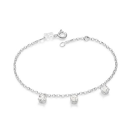 PULSEIRA PRATA 925 COM ZIRCÔNIAS BRANCO. MED 19CM ROMMANEL 850112