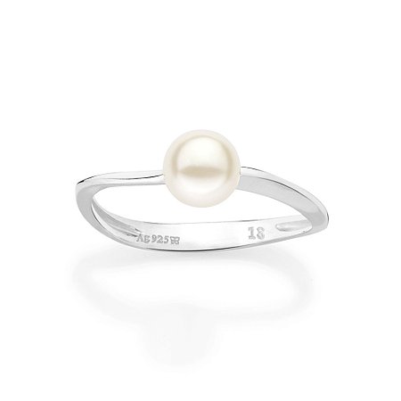 ANEL SOLITÁRIO PRATA 925 COM PÉROLA SINTÉTICA ROMMANEL 810380