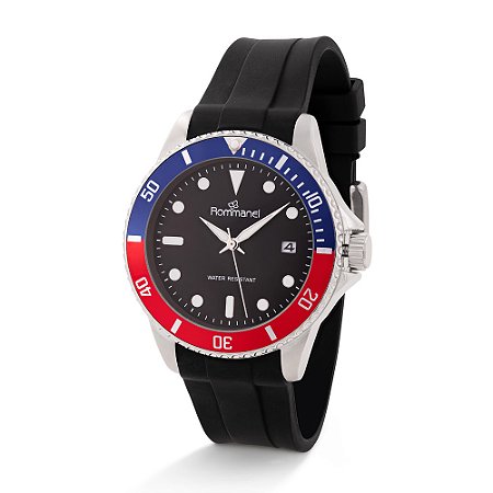 RELÓGIO ANALÓGICO SOCIAL DE SILICONE PRETO ROMMANEL 650153