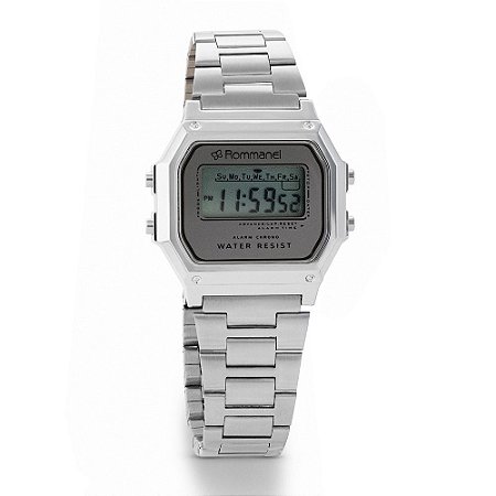 RELÓGIO DIGITAL RETANGULAR PRATA ROMMANEL 650170