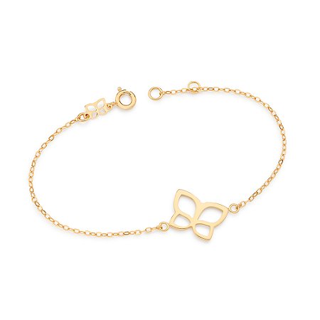 PULSEIRA FOLHEADO A OURO COM BORBOLETA. MED 18CM ROMMANEL 552239