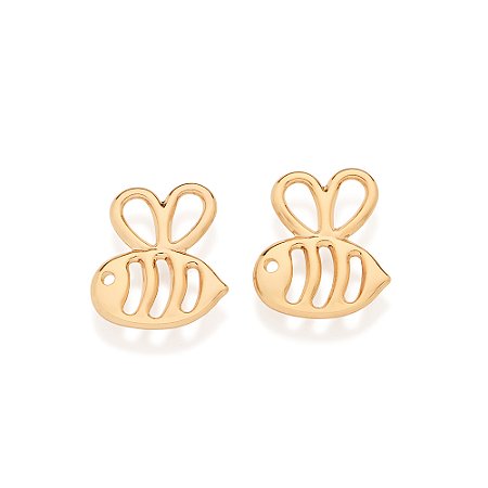 BRINCO FOLHEADO A OURO ABELHA VAZADO. MED 1,2CM ROMMANEL 527618