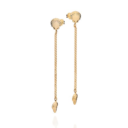 BRINCO PÊNDULO FOLHEADO A OURO CONCHAS. MED 6,6CM ROMMANEL 527615