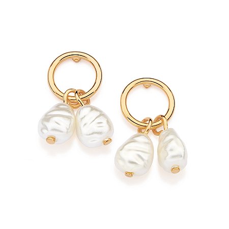 BRINCO FOLHEADO A OURO PÉROLAS BARROCAS. MED 1,9CM ROMMANEL 527414