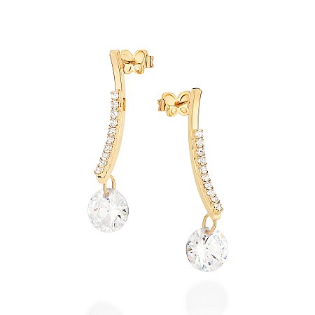 BRINCO FOLHEADO A OURO COM ZIRCÔNIAS. MED 3,3CM ROMMANEL 526093