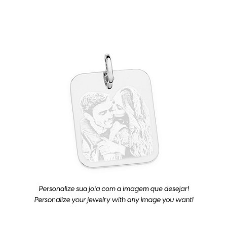 PINGENTE MEDALHA RETANGULAR PRATA 925 PERSONALIZÁVEL. MED 3CM ROMMANEL 840321
