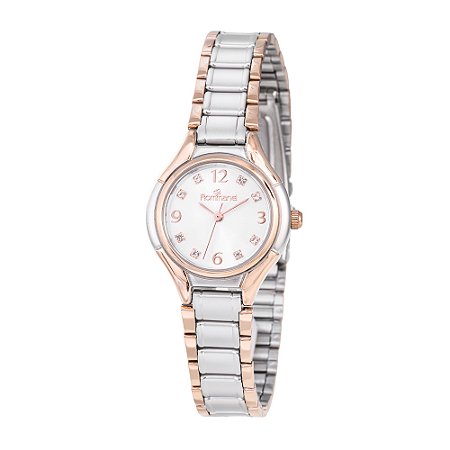 RELÓGIO ANALÓGICO SOCIAL PRATA COM ROSE ROMMANEL 650161