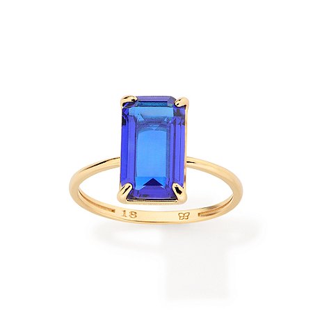 ANEL SOLITÁRIO FOLHEADO A OURO COM CRISTAL COLORIDO ROMMANEL 513652