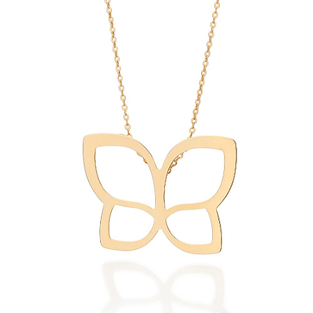 GARGANTILHA FOLHEADO A OURO BORBOLETA VAZADA. MED 50CM ROMMANEL 532634