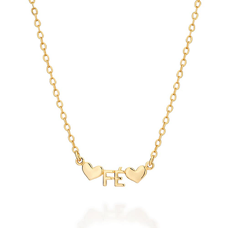 GARGANTILHA FOLHEADO A OURO FÉ E CORAÇÕES. MED 45CM ROMMANEL 532632