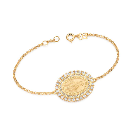 PULSEIRA FOLHEADO A OURO NOSSA SENHORA DAS GRAÇAS. MED 18CM ROMMANEL 552241