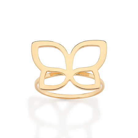 ANEL SKINNY FOLHEADO A OURO BORBOLETA VAZADA ROMMANEL 513632