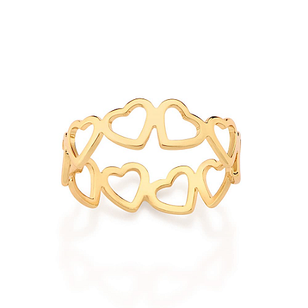 ANEL CORAÇÕES VAZADOS FOLHEADO A OURO ROMMANEL 513645