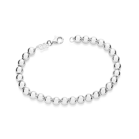 PULSEIRA PRATA 925 BOLAS LISAS 5MM. MED 17CM ROMMANEL 850124