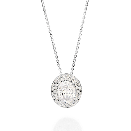 GARGANTILHA PRATA 925 COM PINGENTE OVAL ZIRCÔNIAS. MED 45CM ROMMANEL 830142