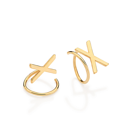 BRINCO FOLHEADO A OURO X TORCIDO. MED 1CM ROMMANEL 527584