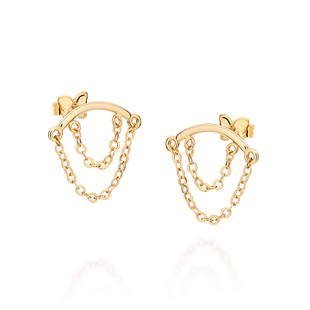 BRINCO PALITO FOLHEADO A OURO COM CORRENTES. MED 1,8CM ROMMANEL 527587