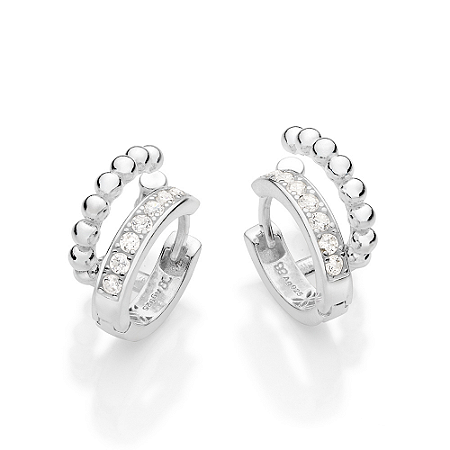 ARGOLA DUPLA PRATA 925 COM ZIRCÔNIAS. MED 1,8CM ROMMANEL 820308