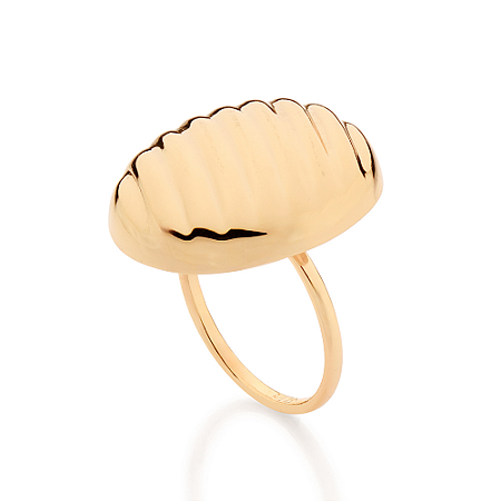 MAXI ANEL BOTÃO FOLHEADO A OURO OVAL ABAULADO ROMMANEL 513636