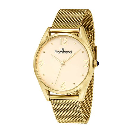 RELÓGIO ANALÓGICO SOCIAL DOURADO ROMMANEL 650210