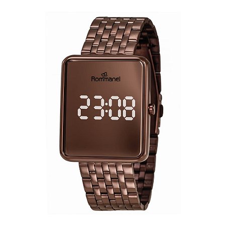 RELÓGIO DIGITAL LED MARROM ROMMANEL 650203