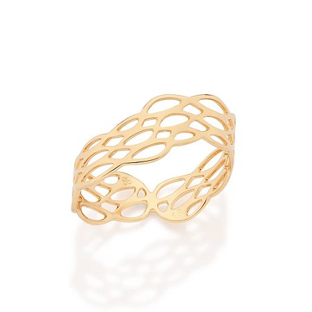 ANEL ONDULADO DETALHES VAZADOS FOLHEADO A OURO ROMMANEL 513654