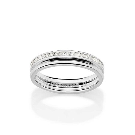 ALIANÇA PRATA 925 COM FRISO E ZIRCÔNIAS ROMMANEL 810393