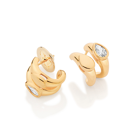 ARGOLA DUPLA FOLHEADO A OURO COM ZIRCÔNIAS. MED 1,40CM ROMMANEL 527633