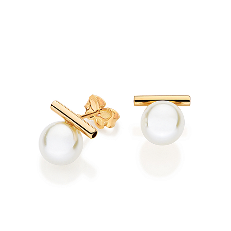 BRINCO PALITO FOLHEADO A OURO COM PÉROLA. MED 1CM ROMMANEL 527634
