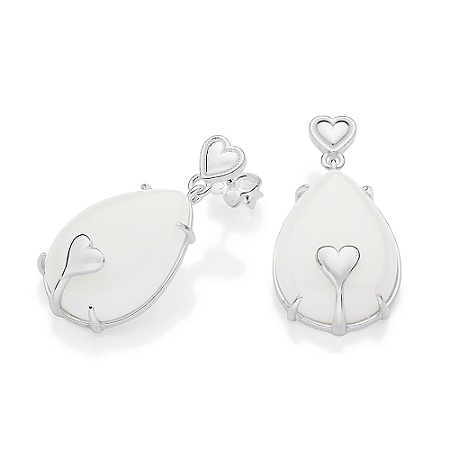 BRINCO GOTA E CORAÇÃO PRATA 925 COM CRISTAIS. MED 2,70CM ROMMANEL 820339