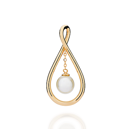 MAXI PINGENTE GOTA FOLHEADO A OURO COM PÉROLA. MED 4,30CM ROMMANEL 542998