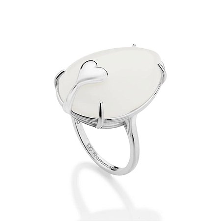 MAXI ANEL PRATA 925 CORAÇÃO COM CRISTAL GOTA ROMMANEL 810403