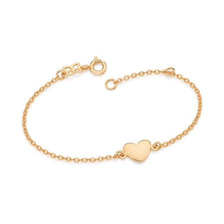 PULSEIRA FOLHEADO A OURO ELO CADEADO COM CORAÇÃO. MED 16CM ROMMANEL 552247