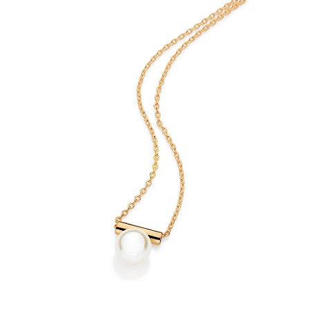 GARGANTILHA FOLHEADO A OURO COM PÉROLA. MED 42CM ROMMANEL 532655