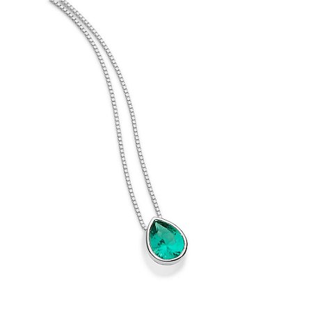 GARGANTILHA VENEZIANA PRATA 925 COM ZIRCÔNIA GOTA VERDE. MED 45CM ROMMANEL 830162