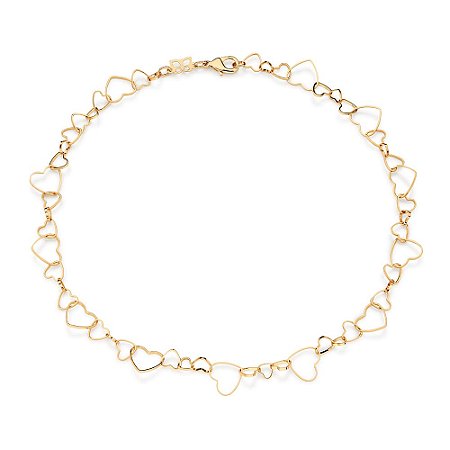 GARGANTILHA FOLHEADO A OURO CORAÇÕES VAZADOS. MED 45CM ROMMANEL 532651